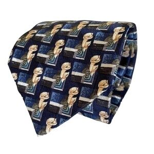 Ermenegildo Zegna Disegno Esclusivo Blue Calla Lily Floral Patterned Silk Tie